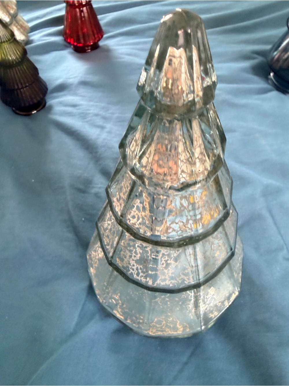 Target Holiday Shop Lighted Mercury Glass Christmas Tree 7” Silver